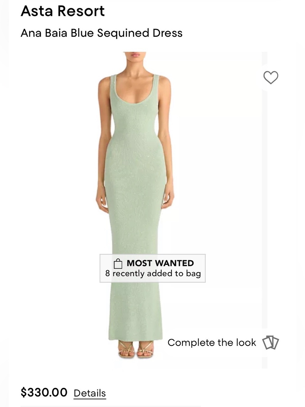 Asta Resort Mint Sequin Maxi Dress
